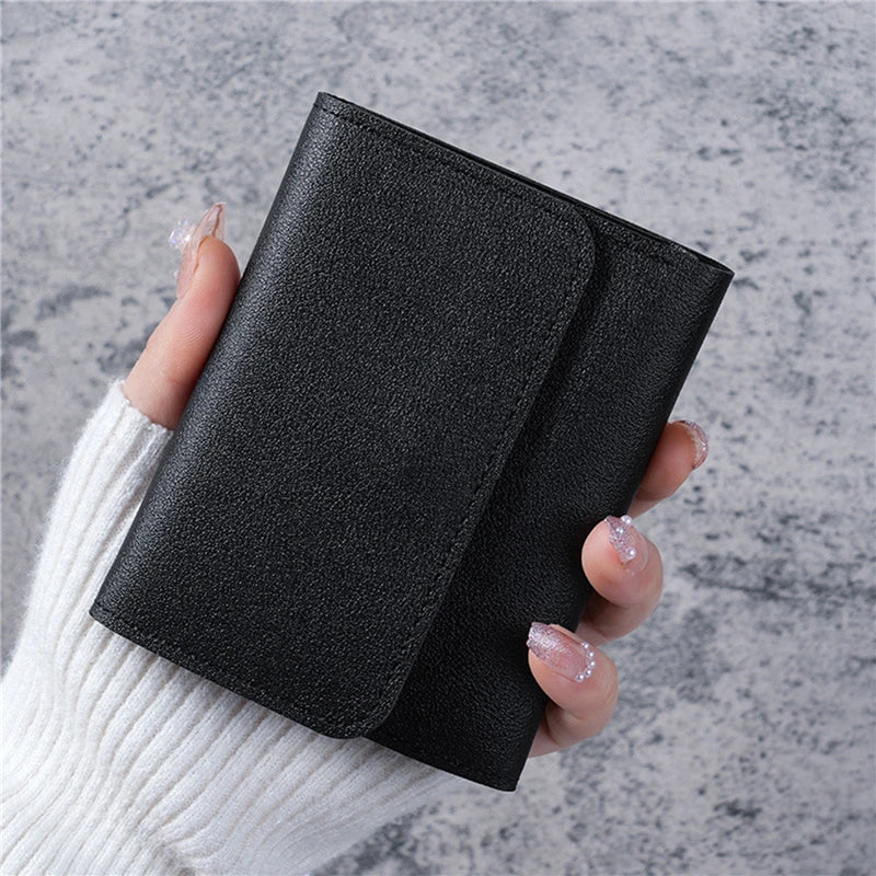 Portefeuille Femme Compact Rose - Mini Porte-Monnaie Cuir PU avec Fermoir et Compartiment Pièces