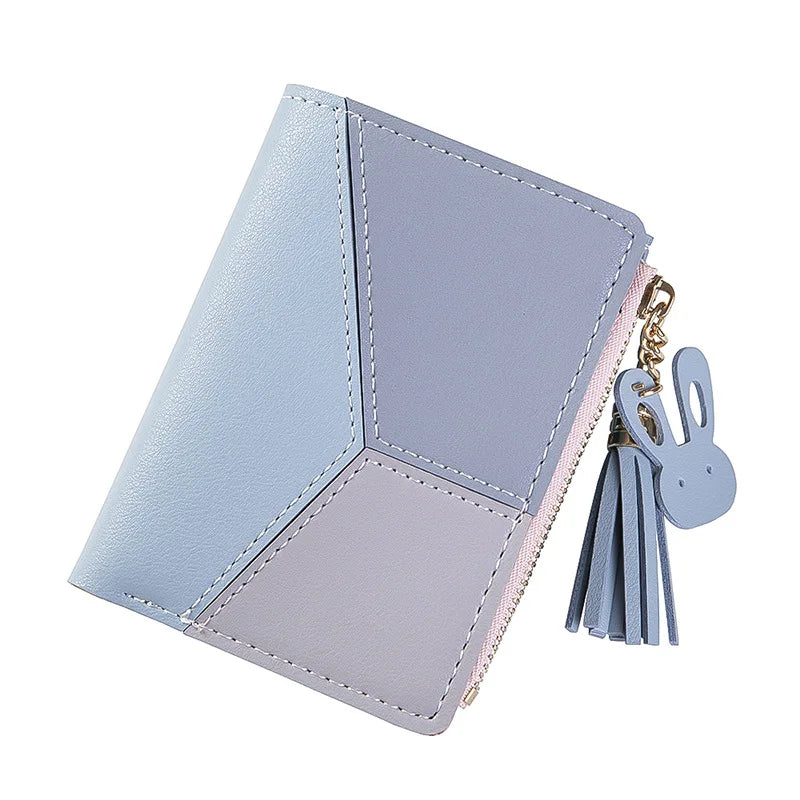 Portefeuille Femme Court Cuir PU Noir - Porte-Monnaie Pliable Compact avec Porte-Cartes