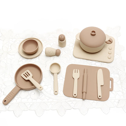 Set Cuisine Silicone 13 Pièces - Jouet Éducatif Jeu de Rôle pour Enfants 3-12 Ans
