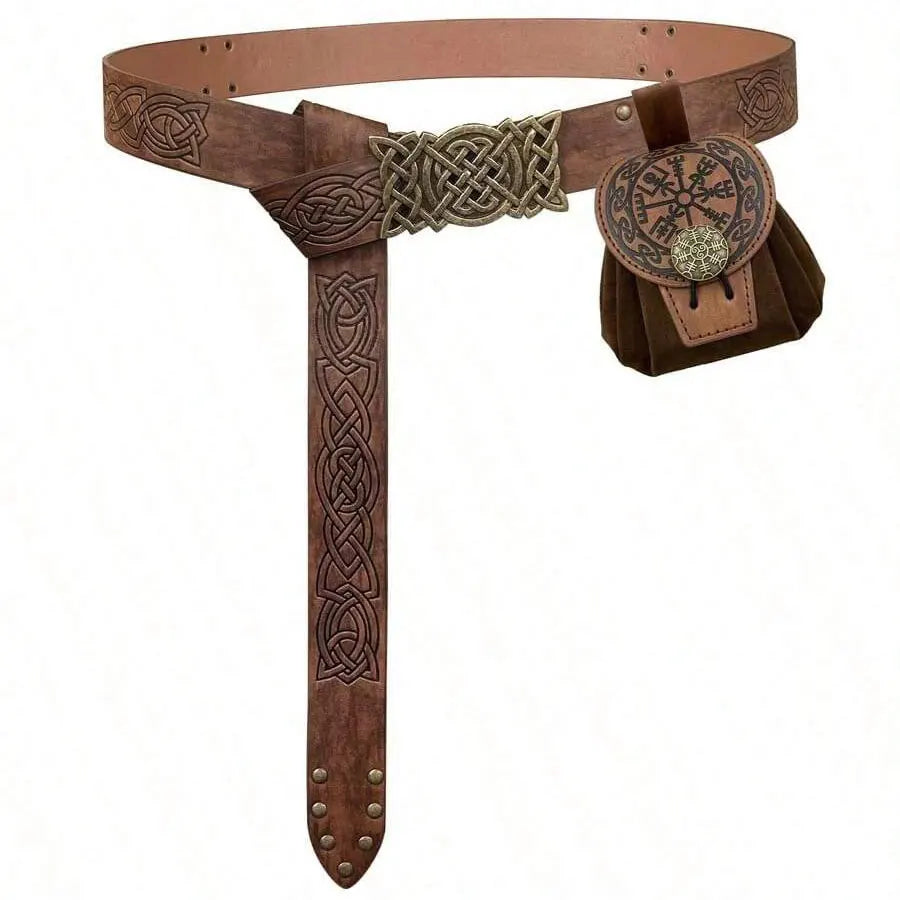 Sacoche Banane Steampunk Homme Cuir PU - Sac Ceinture Médiéval Punk Porte-Monnaie Cosplay Vintage