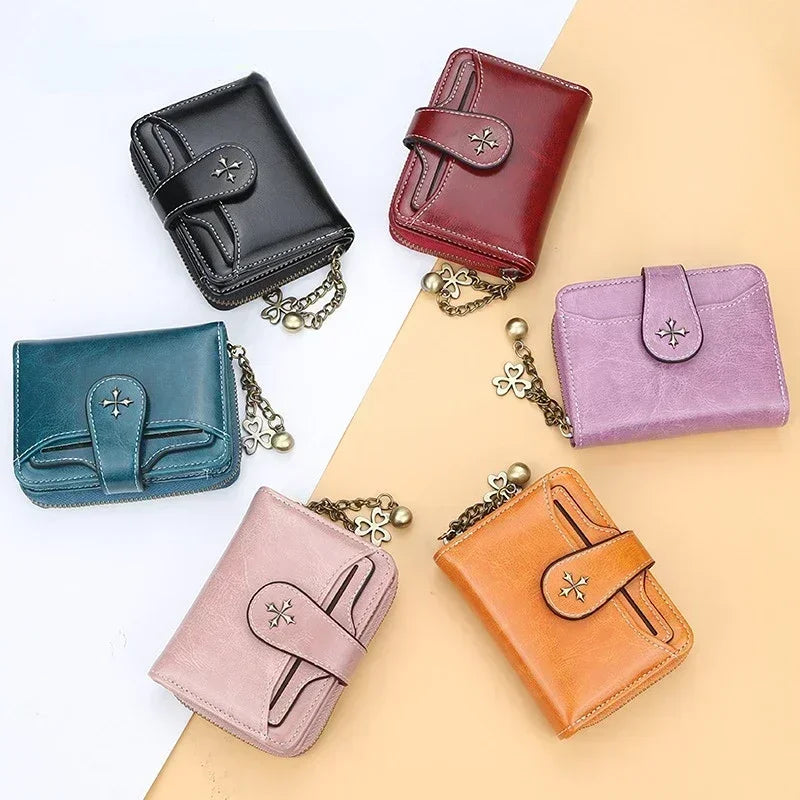 Portefeuille Femme Court Cuir PU Noir - Porte-Monnaie Hasp avec Porte-Cartes et Compartiment Pièces