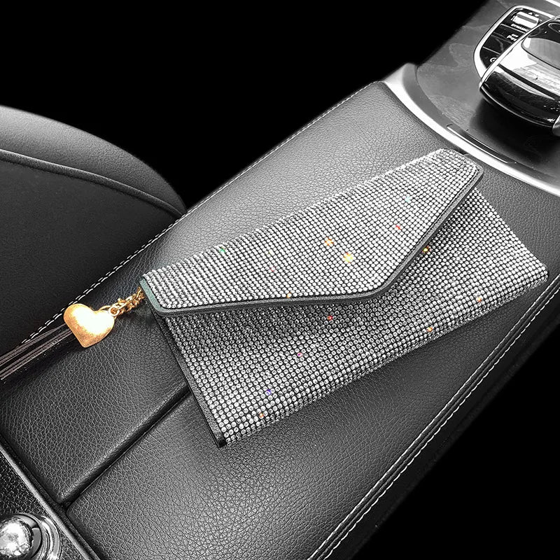 Portefeuille Femme Cristaux Bling - Porte-Cartes Carré Fashion avec Strass