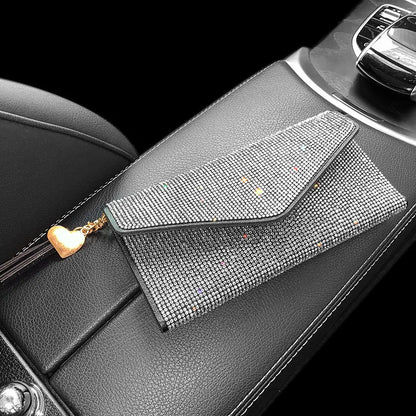 Portefeuille Femme Cristaux Bling - Porte-Cartes Carré Fashion avec Strass