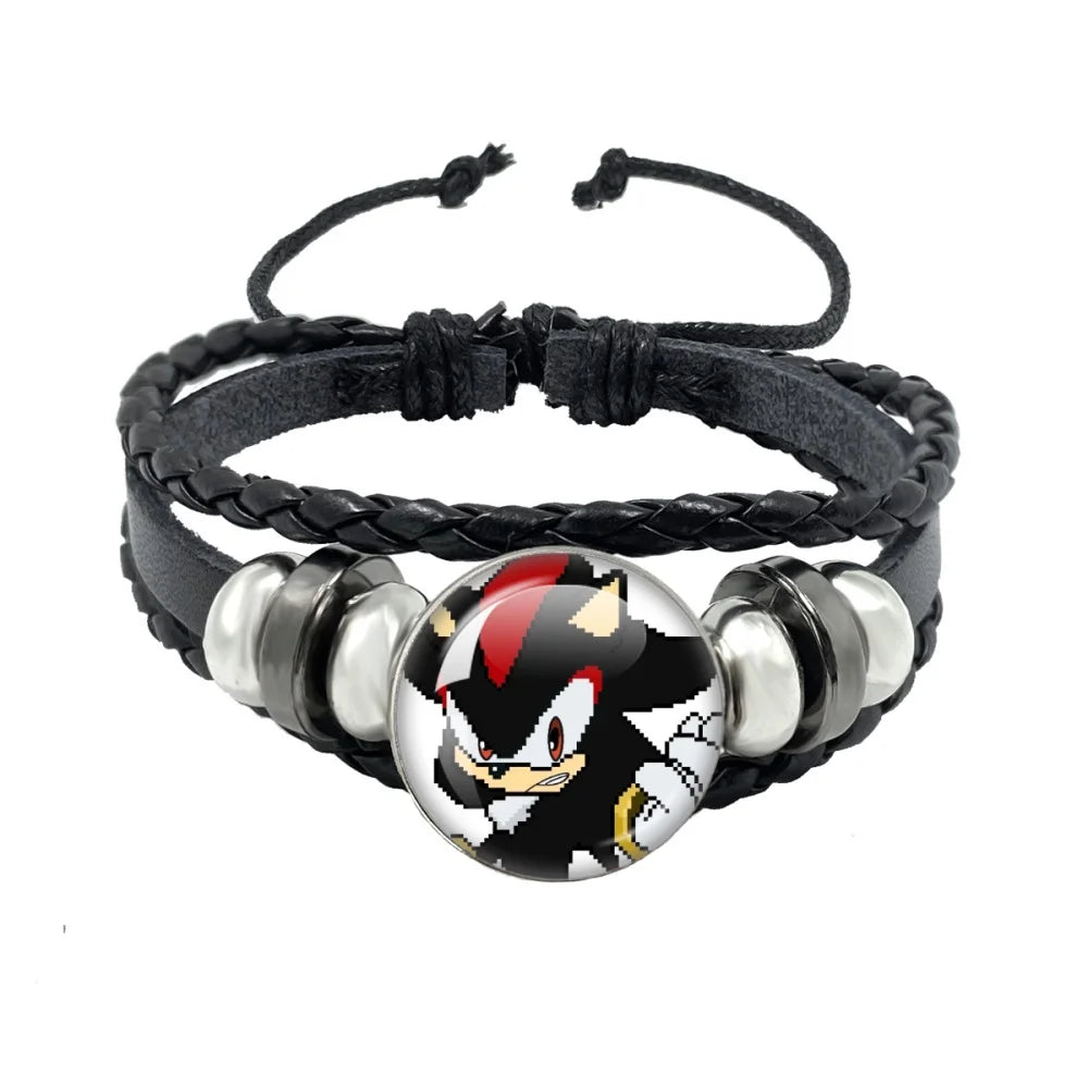 Bracelet Shadow le Hérisson Cabochon Verre – Cuir Multicouche Tressé Unisexe