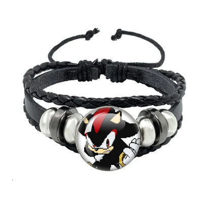 Bracelet Shadow le Hérisson Cabochon Verre – Cuir Multicouche Tressé Unisexe