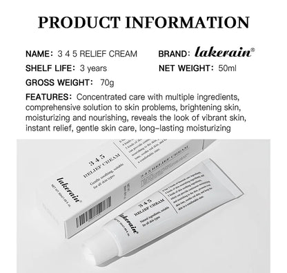 Crème Apaisante Relief 345 - Hydratante Anti-Imperfections Nourrissante Soin Peau Sensible Beauté