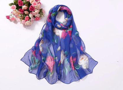 Foulard Écharpe Mousseline Georgette Rose Femme - Bandana Châle Été Protection Solaire Plage