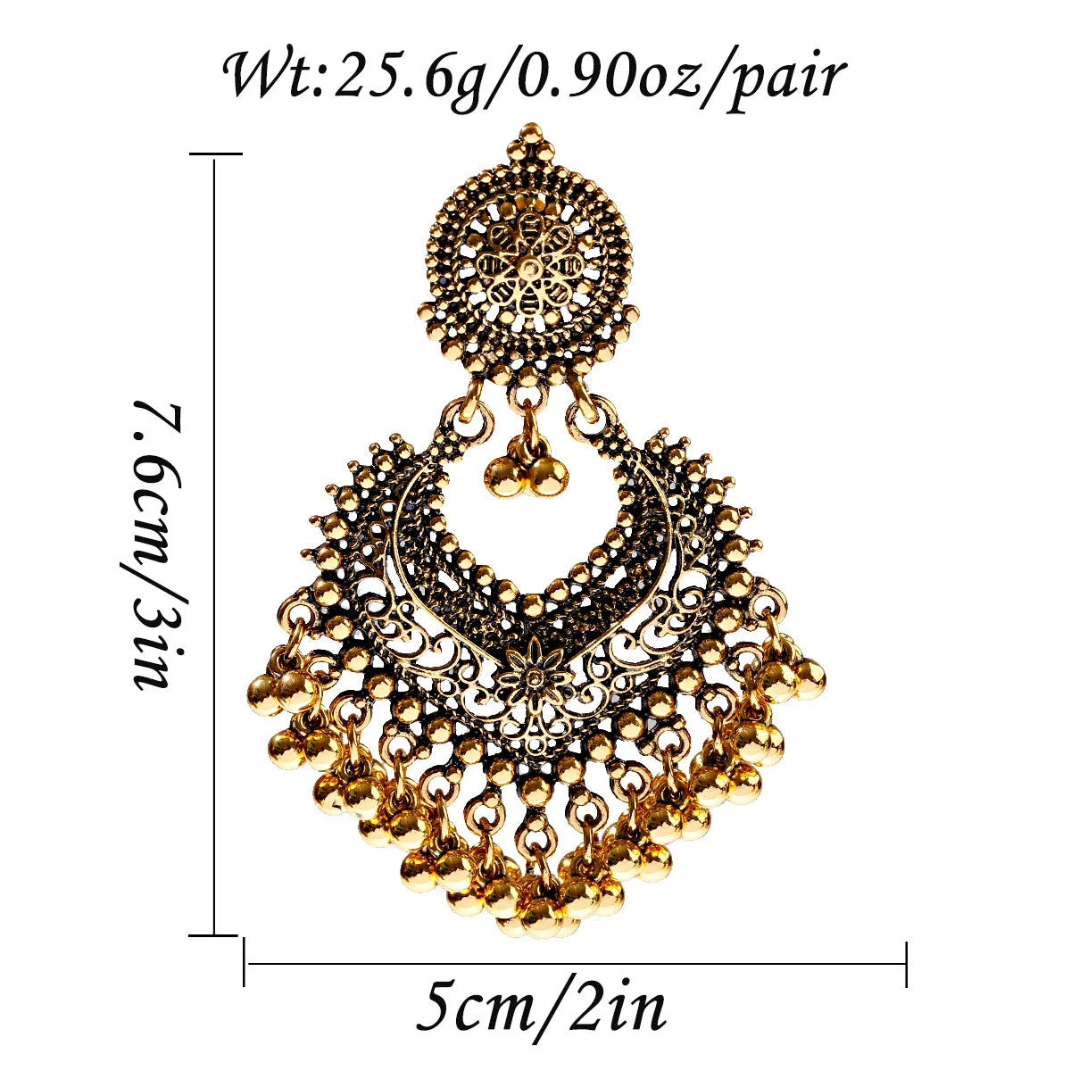 Ensemble Bijoux Indien Perles Pompons Doré – Collier Boucles Vintage