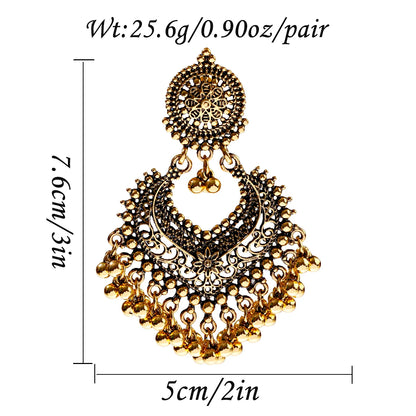 Ensemble Bijoux Indien Perles Pompons Doré – Collier Boucles Vintage