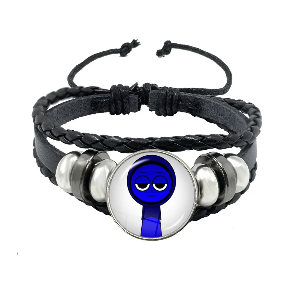 Bracelet Sprunki Incredibox Personnage Anime – Cuir Multicouche Tressé Fait Main