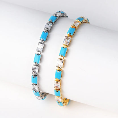 Bracelet Plaqué Or 18K Zircons Arc-en-Ciel – Luxe Micro-Pavé Étanche