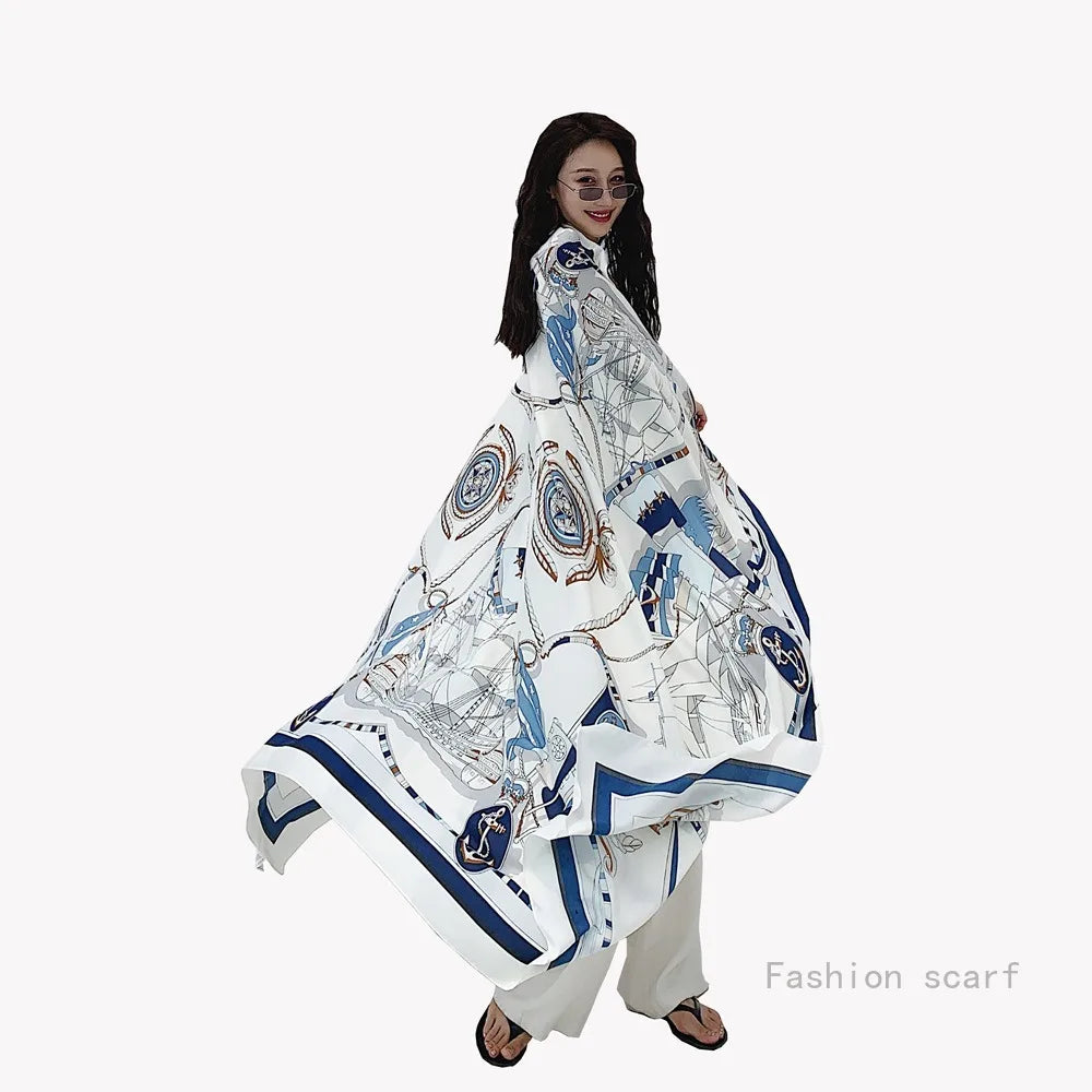 Foulard Plage Soie Protection Solaire - Châle Surdimensionné Été Femme