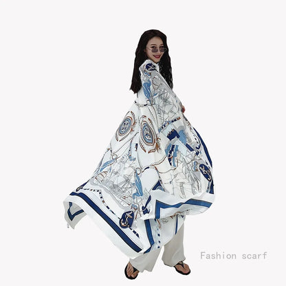 Foulard Plage Soie Protection Solaire - Châle Surdimensionné Été Femme