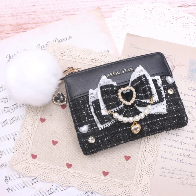 Portefeuille Femme Lolita Mignon Cuir PU - Court Porte-Cartes Monnaie Kawaii Cadeau Fille