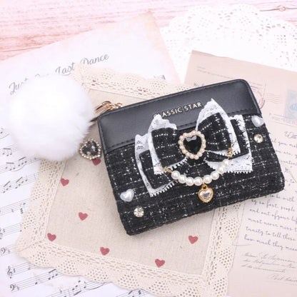 Portefeuille Femme Lolita Mignon Cuir PU - Court Porte-Cartes Monnaie Kawaii Cadeau Fille