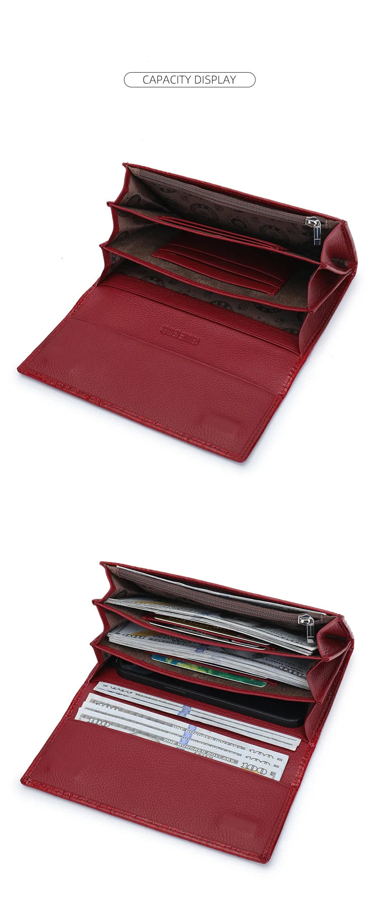 Portefeuille Femme Cuir Verni Noir - Porte-Monnaie Magnétique avec Fermoir Hasp Élégant