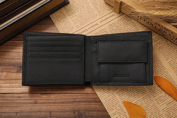 Portefeuille Homme Cuir Véritable - Porte-Cartes Court Premium Noir