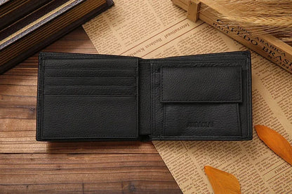 Portefeuille Homme Cuir Véritable - Porte-Cartes Court Premium Noir