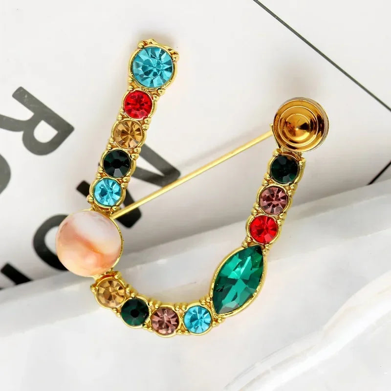 Broche Lettre Anglaise Strass Cristaux Colorés – Pin's Revers Alphabet Tendance Femme