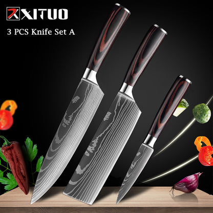 Couteaux de Chef Professionnels 1-10 Pièces - Set Cuisine Acier Inoxydable