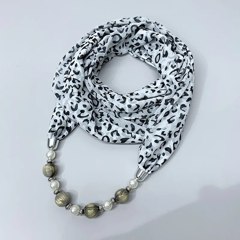 Foulard Collier Mousseline Multicolore Femme - Bijou Statement Neckerchief Bohème Hijab