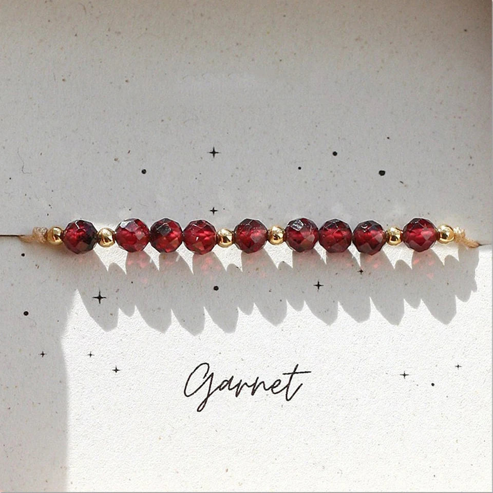 Bracelet Pierres Naturelles Ajustable – Perles 3mm Améthyste Grenat