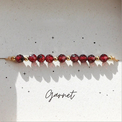 Bracelet Pierres Naturelles Ajustable – Perles 3mm Améthyste Grenat