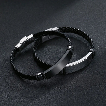 Bracelet en Corde Tressée et Acier Inoxydable - Style Hip-Hop Rock Unisexe