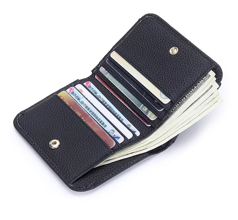 Portefeuille Femme Cuir Véritable Pliable Simple - Porte-Monnaie Multifonction Coin Bag Petit Money Bag