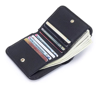 Portefeuille Femme Cuir Véritable Pliable Simple - Porte-Monnaie Multifonction Coin Bag Petit Money Bag