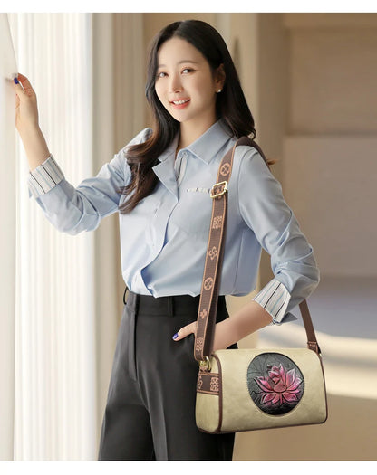 Sac à Main Femme Cuir Souple - Sac Bandoulière Crossbody Imprimé Fashion 2024