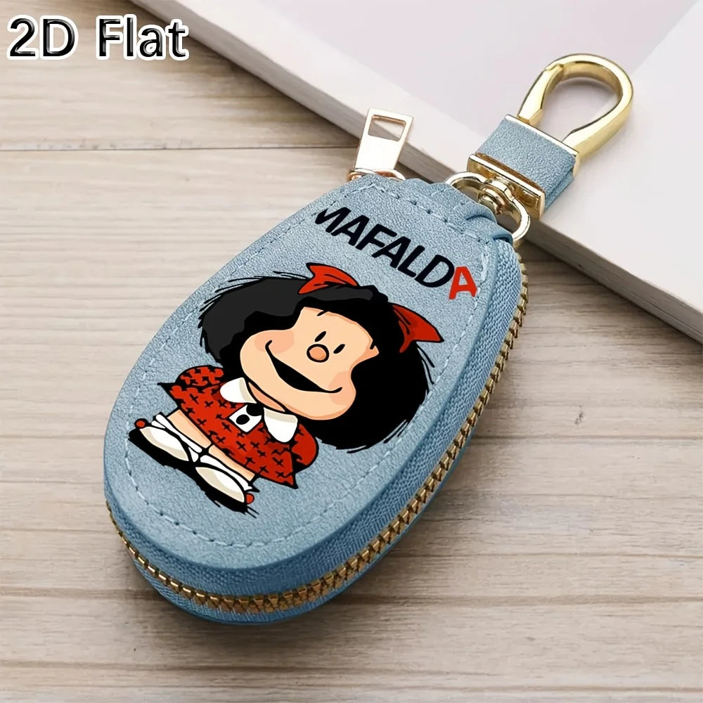 Porte-Clés Mafalda Femme Homme - Porte-Monnaie Compact avec Chaîne et Organisateur Clés
