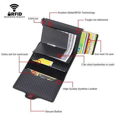 Portefeuille Porte-Cartes RFID Homme Aluminium Cuir - Protection Anti-Piratage Bancaire
