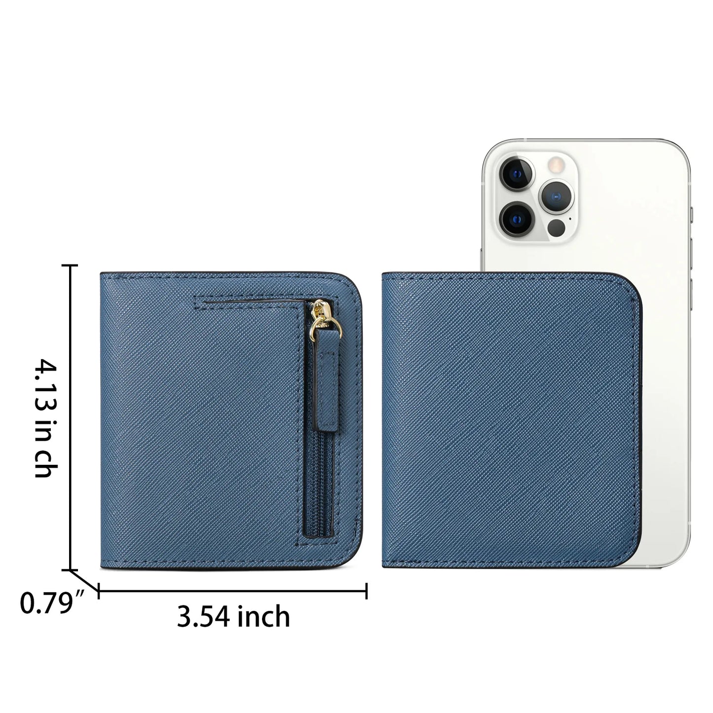 Portefeuille Femme RFID Bifold Compact Cuir - Mini Porte-Monnaie avec Fenêtre ID