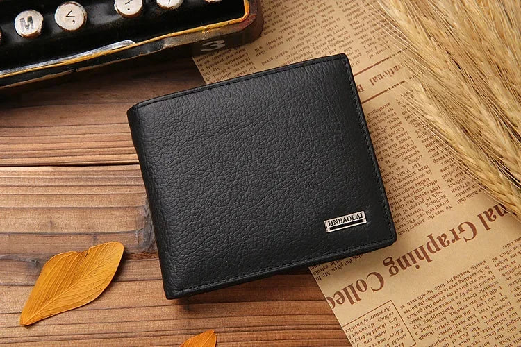 Portefeuille Homme Cuir Véritable - Porte-Cartes Court Premium Noir