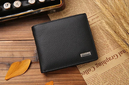 Portefeuille Homme Cuir Véritable - Porte-Cartes Court Premium Noir