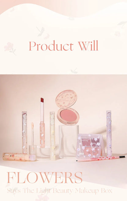 Set Maquillage 8 Pièces Complet - Rouge à Lèvres Correcteur Ombre Paupières Sourcils Blush Kit Beauté