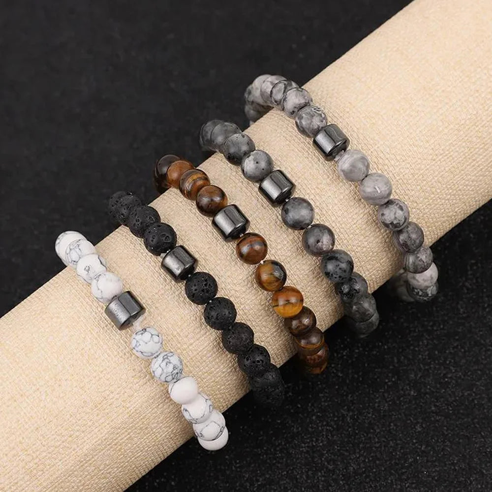 Bracelet Perles de Pierre Naturelle – Énergie & Style Unisexe