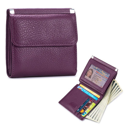 Portefeuille Femme Bifold Cuir Véritable Compact - Porte-Monnaie Slim Court Lovers