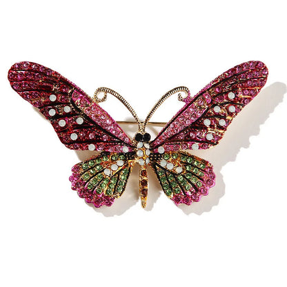 Broche Papillon Multicolore Cristaux Tendance – Pin's Insecte Strass 4 Couleurs Femme