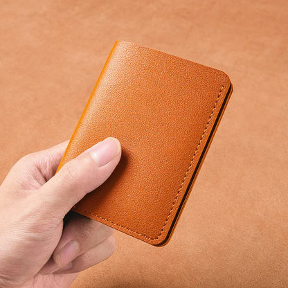 Portefeuille Pliable Cuir Souple avec Bouton - Petit Porte-Cartes Permis Simplifié