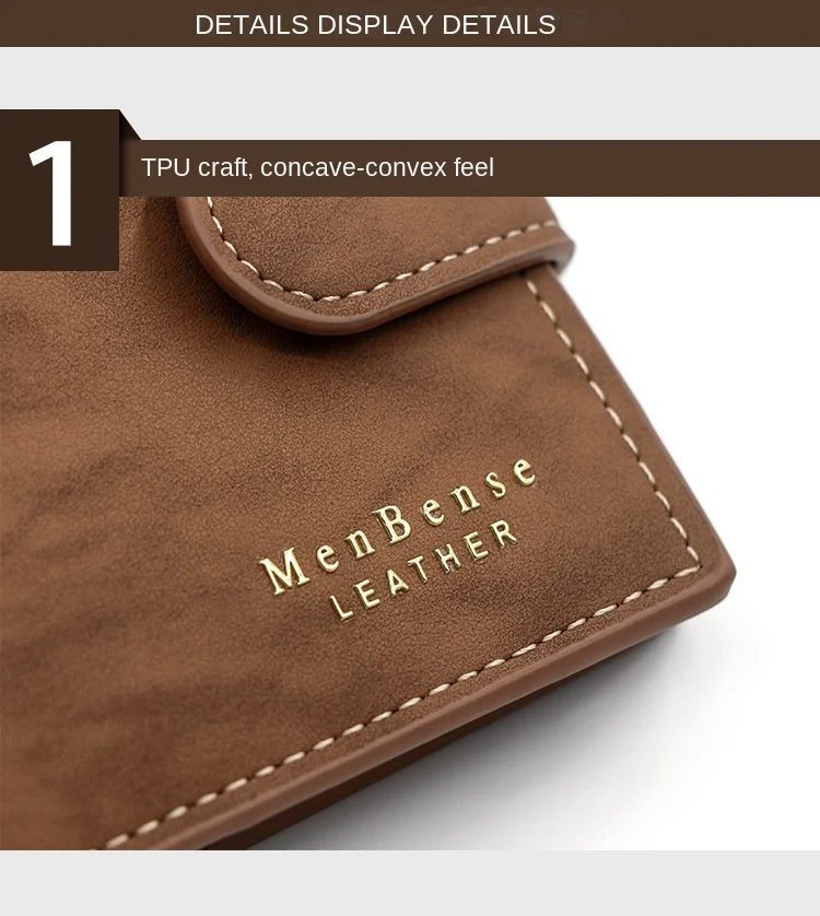 Portefeuille Homme Cuir PU avec Fermoir - Porte-Cartes Business Compact
