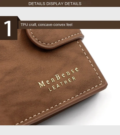 Portefeuille Homme Cuir PU avec Fermoir - Porte-Cartes Business Compact