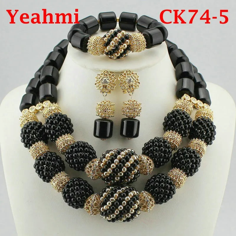 Ensemble Bijoux Perles Cristal Africain – Parure Mariée Luxe