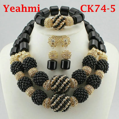 Ensemble Bijoux Perles Cristal Africain – Parure Mariée Luxe