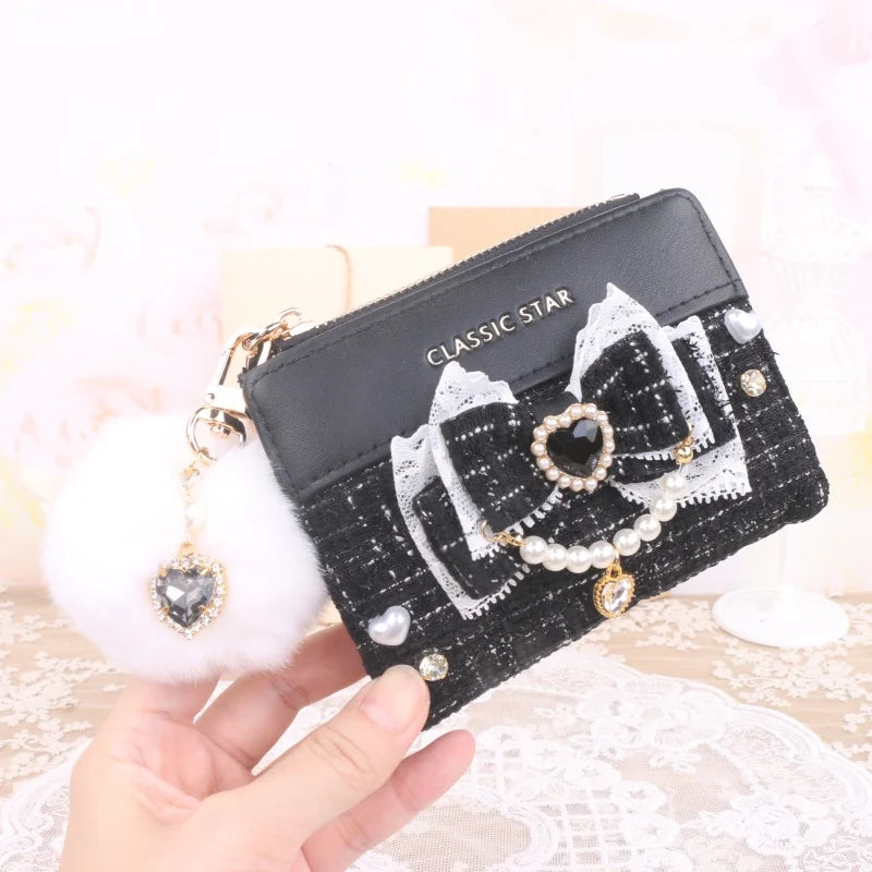 Portefeuille Femme Lolita Mignon Cuir PU - Court Porte-Cartes Monnaie Kawaii Cadeau Fille