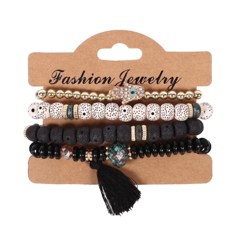 Set Bracelets Bohèmes Perles Colorées – Tressés Main Été