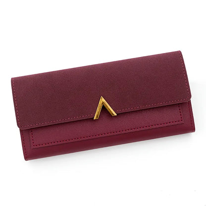 Portefeuille Femme Long Cuir PU Perles - Porte-Monnaie Carte Clutch Mini Fermoir Rouge