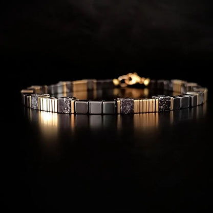 Bracelet Hématite & Tourmaline Homme – Pierres Naturelles Minimaliste Énergie