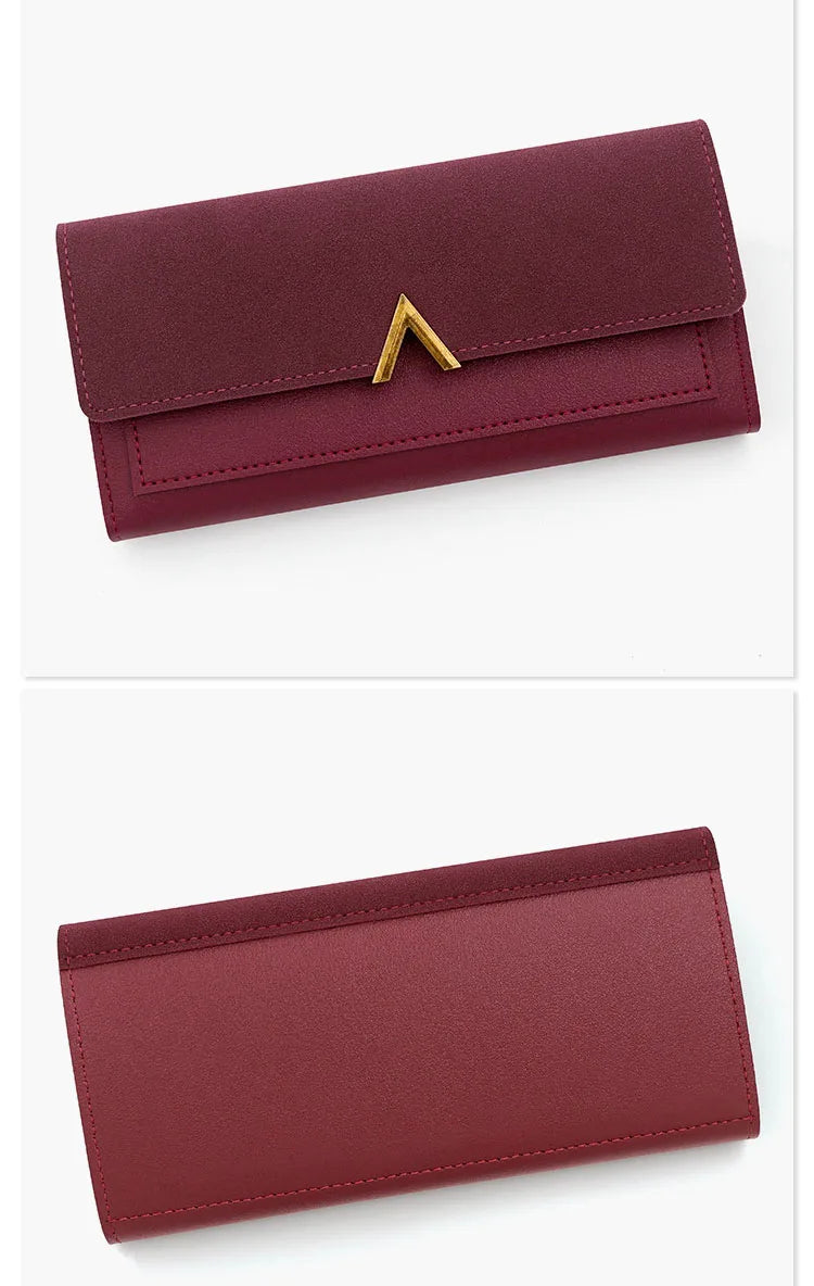 Portefeuille Femme Long Cuir PU Perles - Porte-Monnaie Carte Clutch Mini Fermoir Rouge